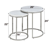 Acme Furniture Zaidee Natural Nickel Nesting Table Set