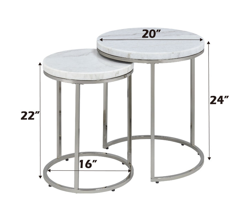 Acme Furniture Zaidee Natural Nickel Nesting Table Set