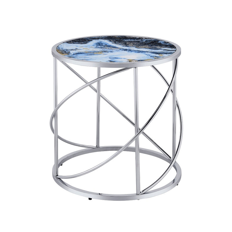 Acme Furniture Lyda Blue Chrome End Table