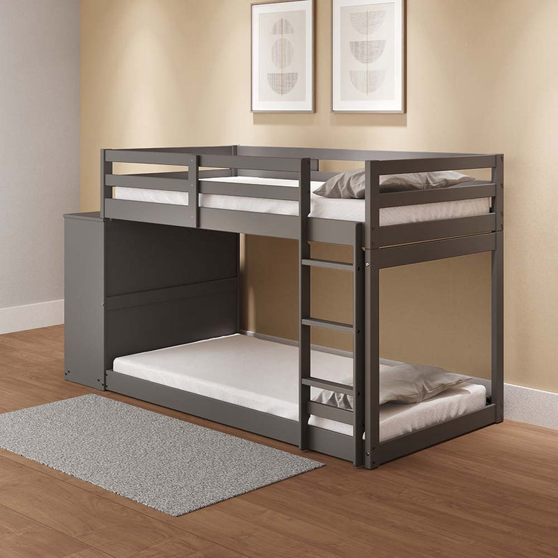 Acme Furniture Gaston Gray Twin Over Twin Bunk Bed with Cabinet