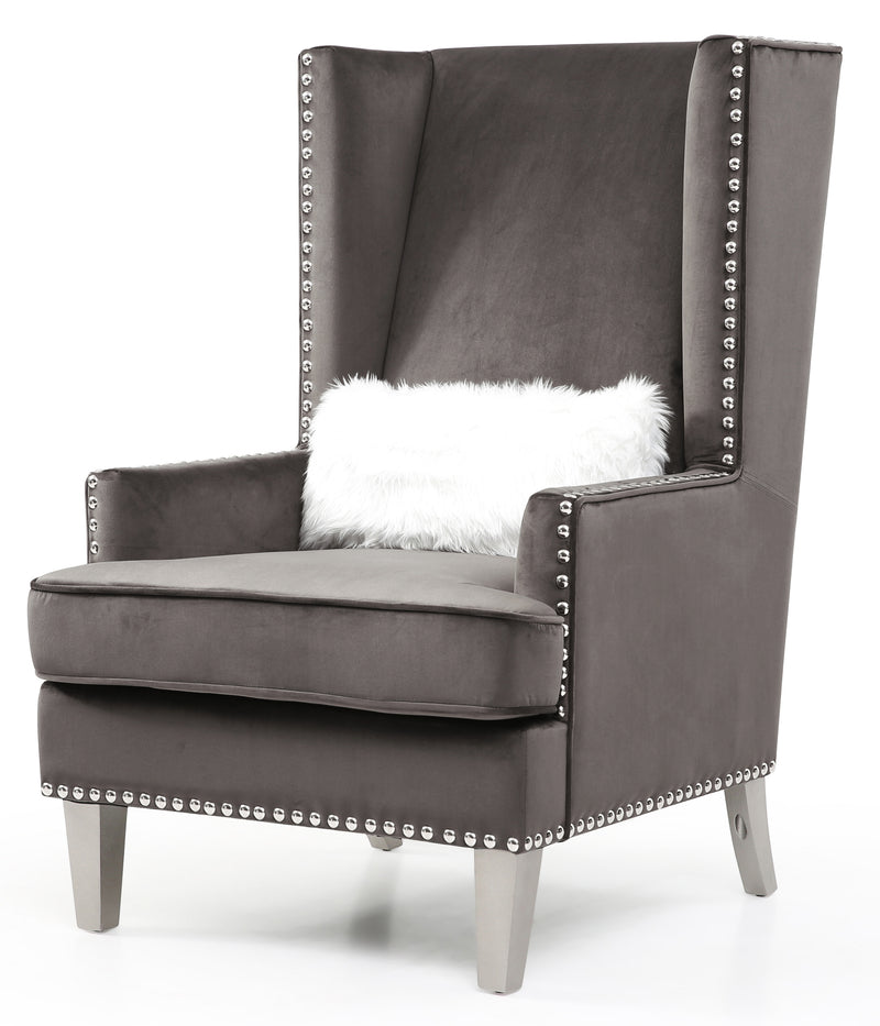 Glory Furniture Wilshire Dark Gray Velvet Chair
