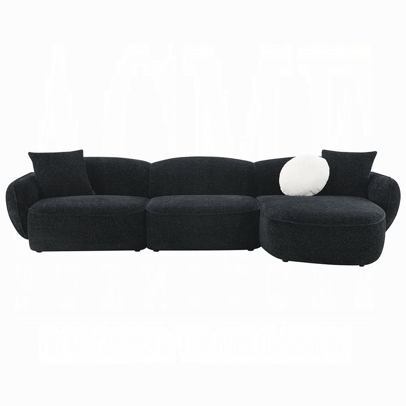 Acme Furniture Lucifer Black Sectional Sofa with 3 Pillows