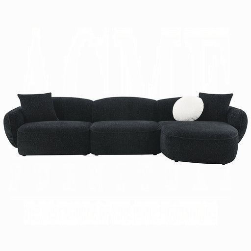 Acme Furniture Lucifer Black Sectional Sofa with 3 Pillows