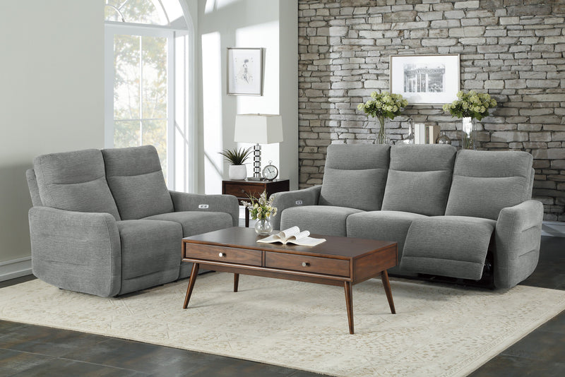 Home Elegance Edition Gray 2pc Power Living Room Set