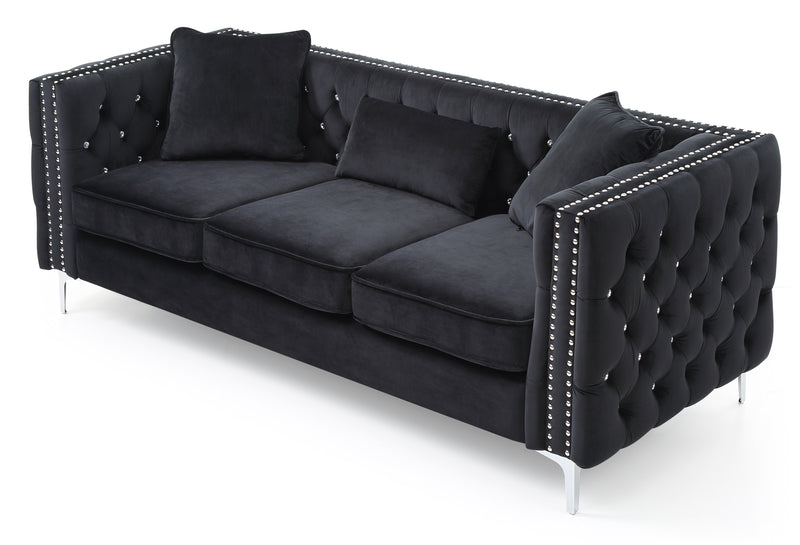 Glory Furniture Paige Black Velvet Sofa
