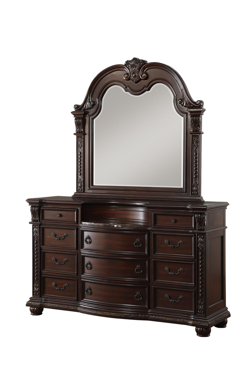 Home Elegance Cavalier Dark Cherry Dresser and Mirror