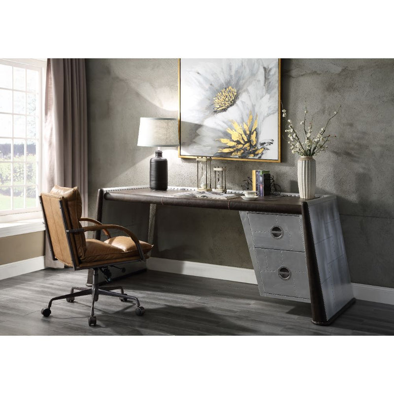 Acme Furniture Brancaster Distress Chocolate Aluminum Desk