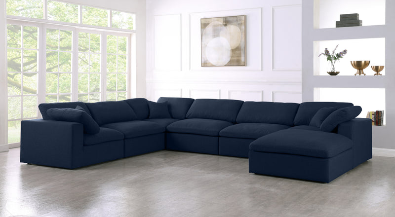 Meridian Furniture Serene Grey Fabric Modular 7pc Sectional with Ottoman