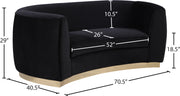 Meridian Furniture Julian Navy Velvet Gold Loveseat
