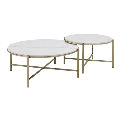 Acme Furniture Zaidee Natural Nickel Round Nesting Table Set