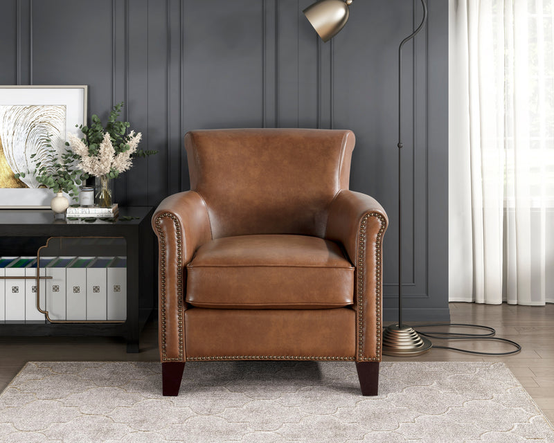 Home Elegance Braintree Brown Leather Accent Chair