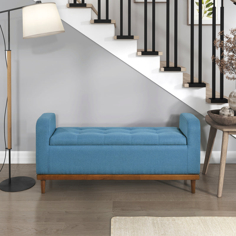 Home Elegance Brigitte Blue Lift Top Storage Bench