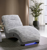 Global Furniture Dominic Grey Nickel Chaise with USB