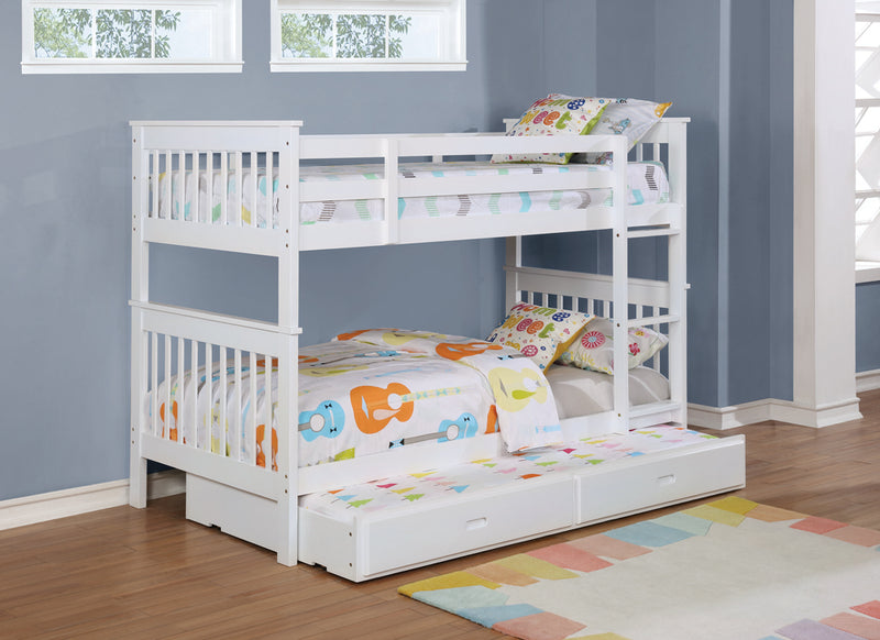 Coaster Furniture Chapman White Twin Over Twin Bunk Bed with Trundle