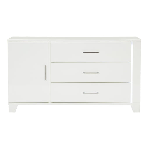 Home Elegance Kerren White High Gloss Dresser and Mirror