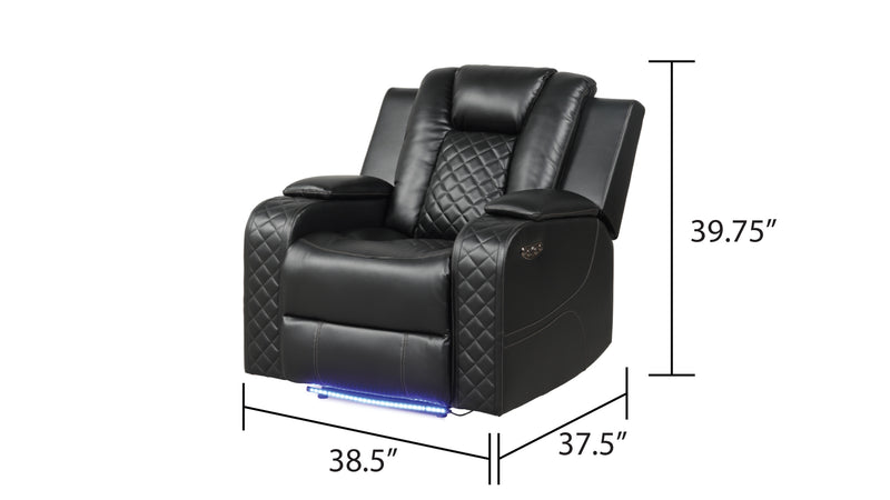 Galaxy Home Benz Gray LED Power Reclining Chair