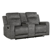 Home Elegance Muncie Brown Gray Double Reclining Love Seat with Console