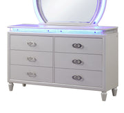 Galaxy Home Perla Milky White Wood Dresser and Mirror