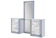 Global Furniture Ylime Light Grey White Vanity Set with LED