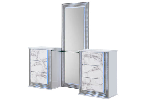 Global Furniture Ylime Light Grey White Vanity Set with LED