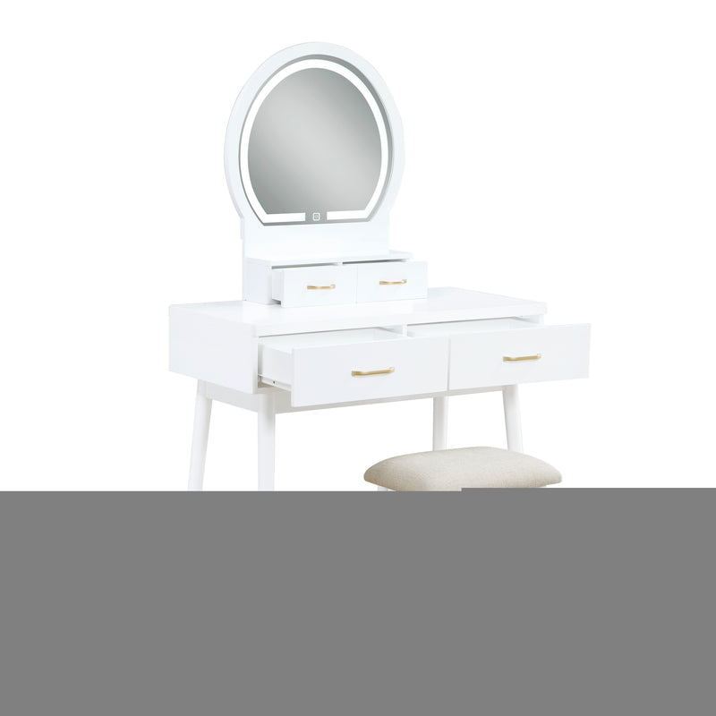 Home Elegance Camilla Gray Vanity Dresser with Mirror and Stool
