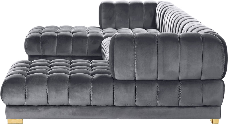 Meridian Furniture Gwen Black Velvet 3pc Sectional