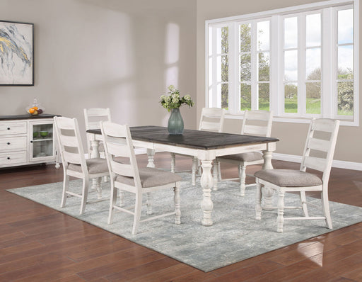 Steve Silver Heston Weathered White Brown 7pc Dining Room Set