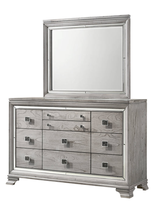 Crown Mark Vail Grey Dresser and Mirror