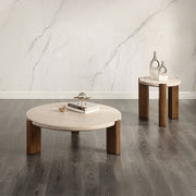 Acme Furniture Leonardo Travertine Dark Oak Coffee Table