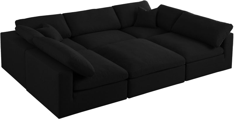 Meridian Furniture Serene Black Fabric 6pc Modular Sectional