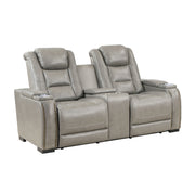 New Classic Furniture Breckenridge Light Gray Console Loveseat with Power Footrest and Headrest