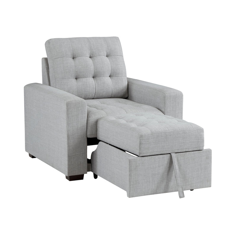 Home Elegance Mccafferty Dark Gray Chair with Pull Out Ottoman