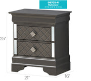 Glory Furniture Verona Sleek Silver Champagne Nightstand