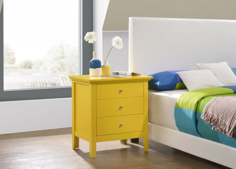 Glory Furniture Hammond Yellow 3 Drawers Nightstand