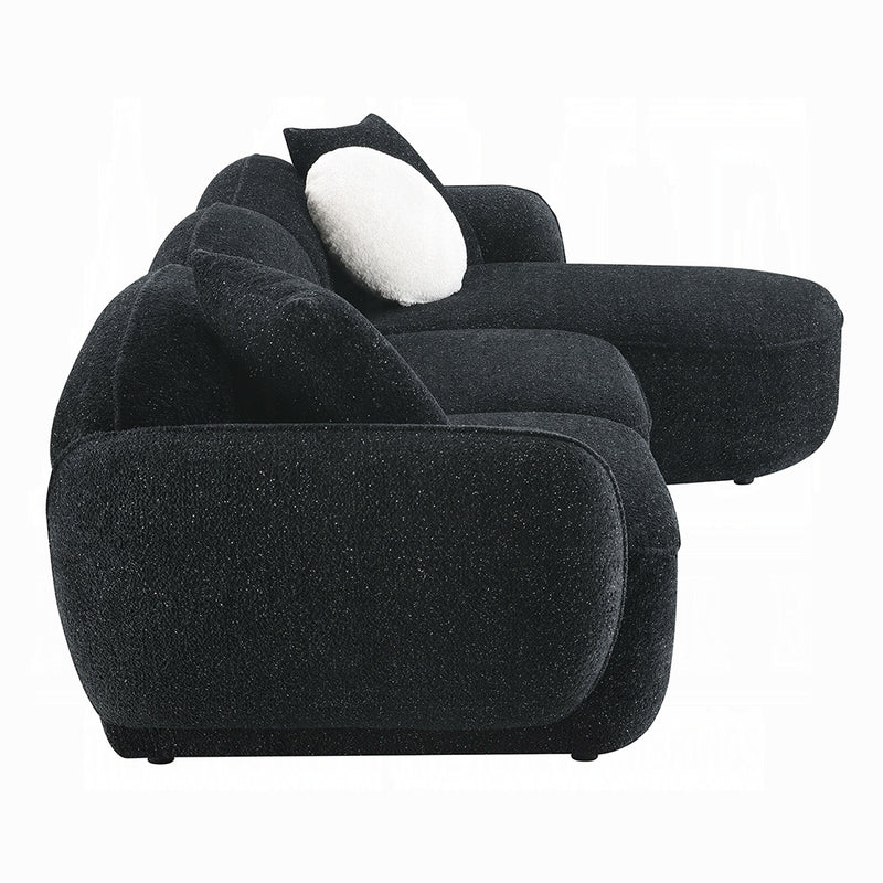 Acme Furniture Lucifer Black Sectional Sofa with 3 Pillows