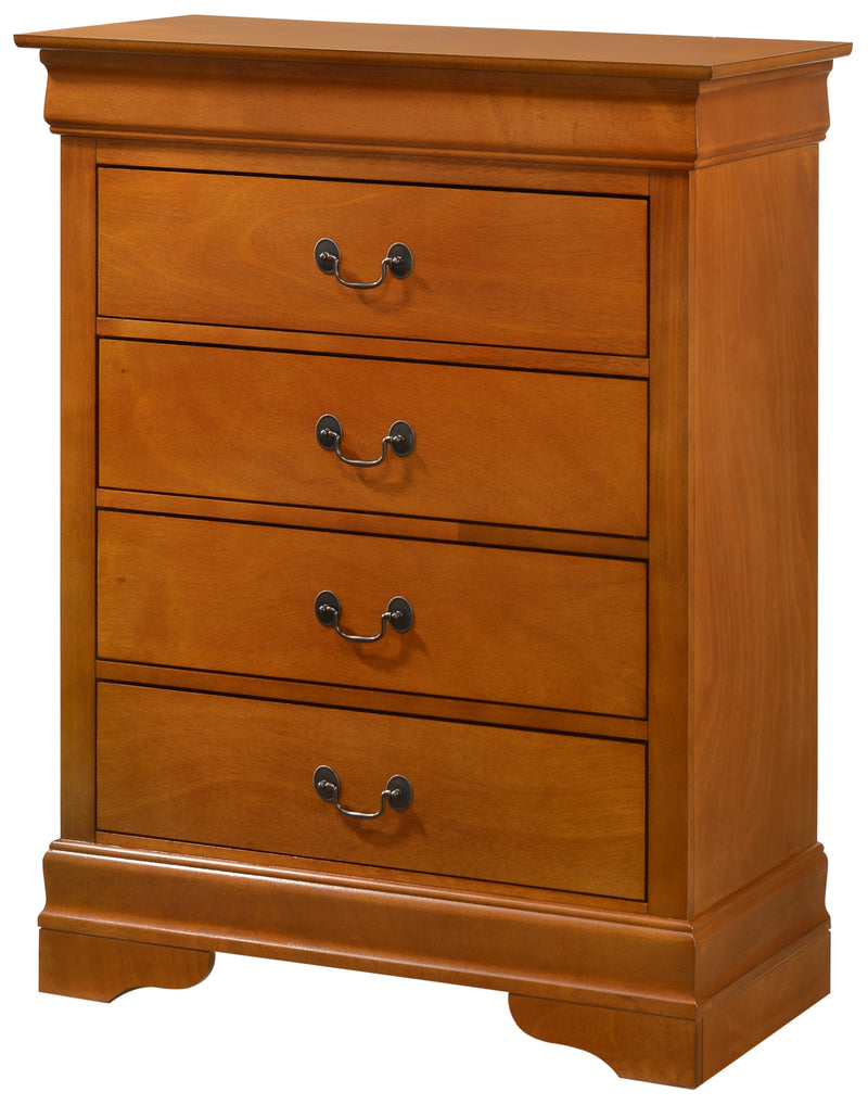 Glory Furniture Louis Phillipe Oak 4 Drawers Chest