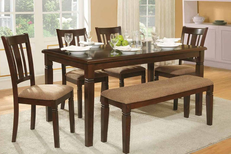 Home Elegance Devlin Espresso Brown 6pc Dining Room Set with Bench