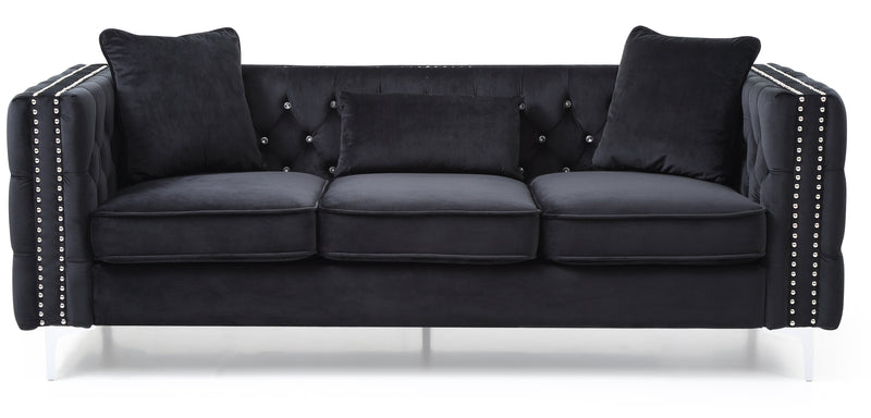 Glory Furniture Paige Black Velvet Sofa