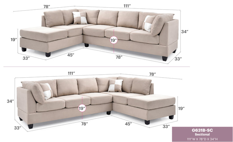 Glory Furniture Malone Mocha Sectional