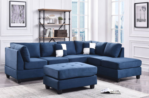 Glory Furniture Malone Navy Blue Sectional with Ottoman
