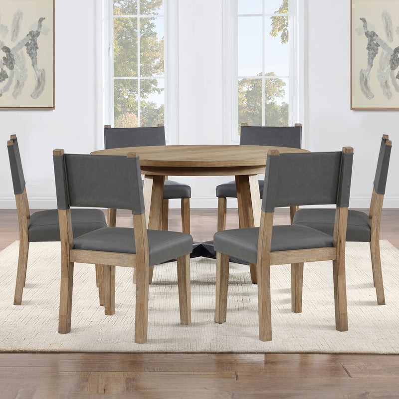 Steve Silver Aubrey Gray Brown 7pc Round Dining Set