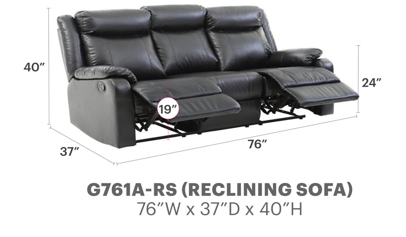 Glory Furniture Ward Putty Faux Leather Double Reclining Sofa