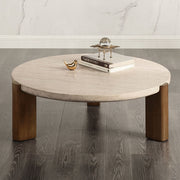 Acme Furniture Leonardo Travertine Dark Oak Coffee Table