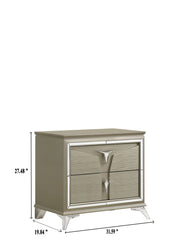 Galaxy Home Samantha Silver 2 Drawer Nightstand