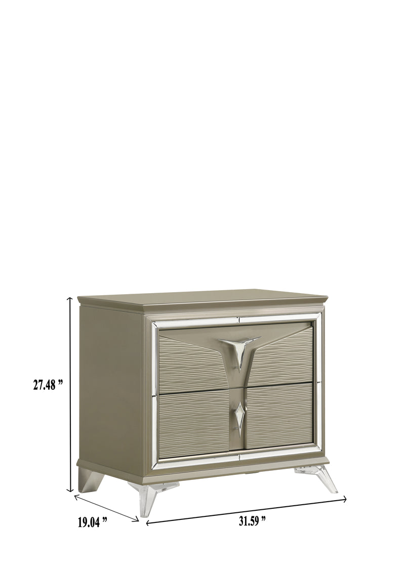 Galaxy Home Samantha Silver 2 Drawer Nightstand
