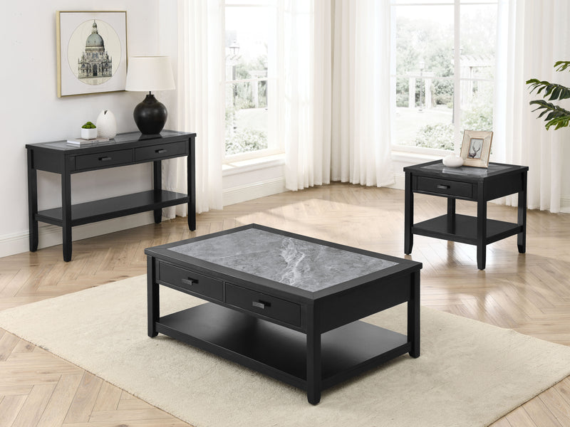 Steve Silver Garvine Ebony Gray 3pc Coffee Table Set with Sofa Table
