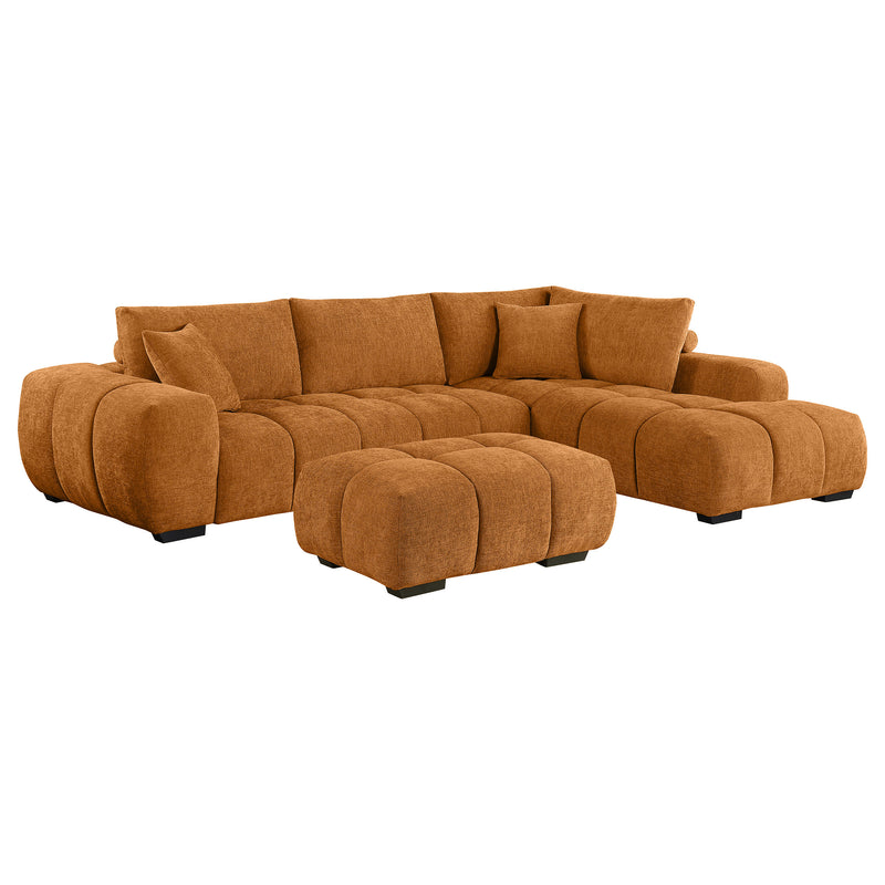 Coaster Furniture Camacho Orange Sectional with Ottoman