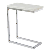 Steve Silver Echo Chrome White Marble Top Chairside Table