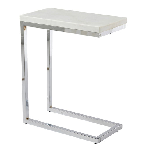 Steve Silver Echo Chrome White Marble Top Chairside Table