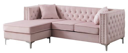 Glory Furniture Paige Pink Velvet Sofa Chaise